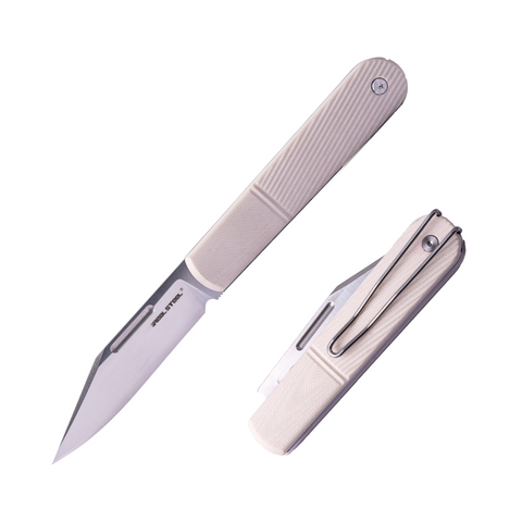 Real Steel Real Barlow RB-5 slip joint Taschenmesser; Clip point/Drop point N690 Klinge und austauschbare G10 Schalen